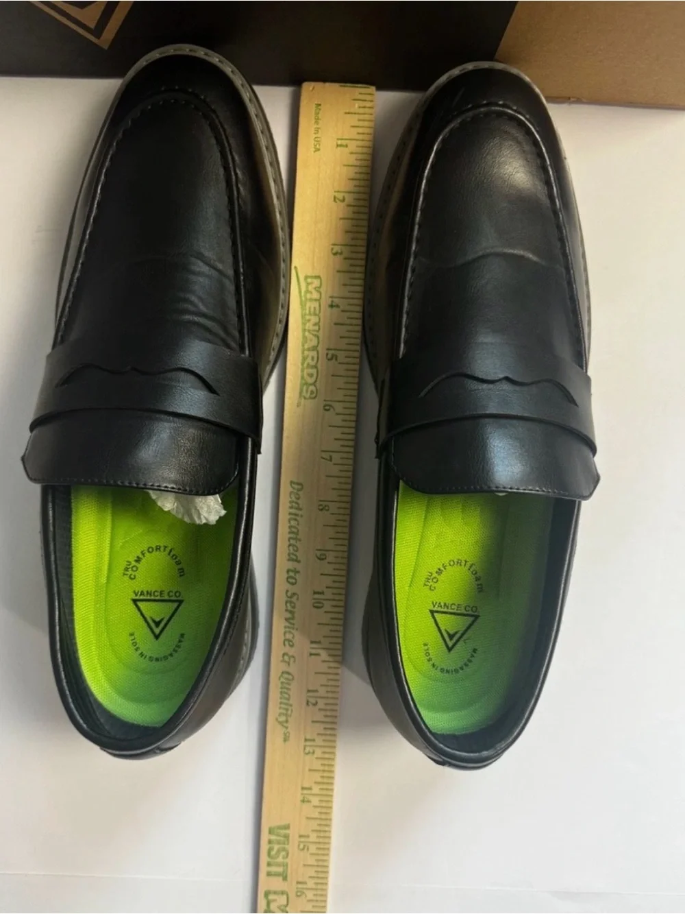 Vance Co Kahlil Mens Size 10.5 Slip-On Penny Loafers Black Leather